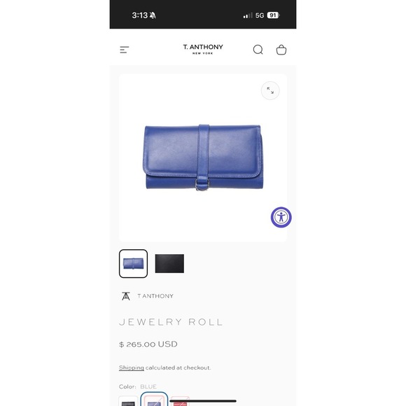 T.Anthony Italy Blue Leather Jewelry Roll Holder Case JLT Monogram $265 Travel - Picture 6 of 9